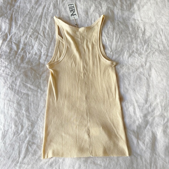 ETERNE Ribbed Cotton Tank Top Butter Yellow NWT NEW - Picture 2 of 7